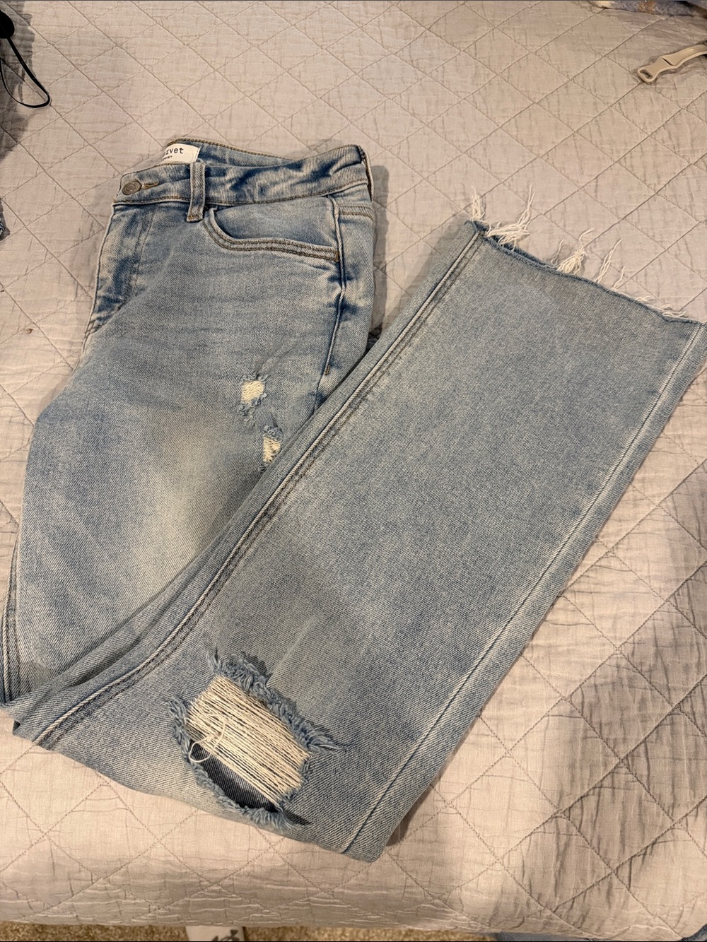 Light Wash Straight Leg Distressed Women’s Jeans